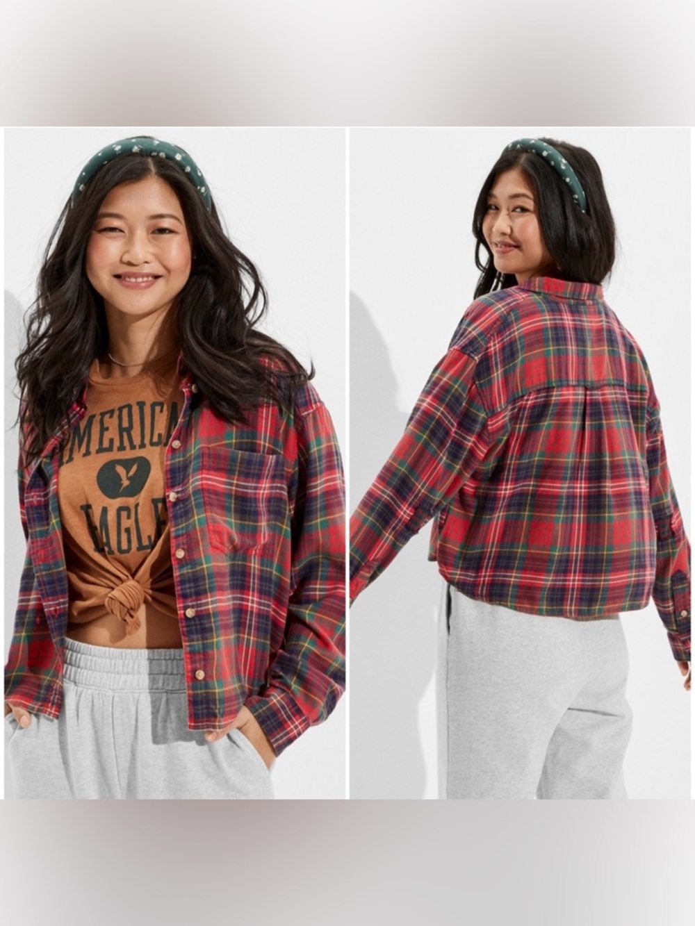 American Eagle Cozy Cabin Cropped Flannel – Size Large – NWT